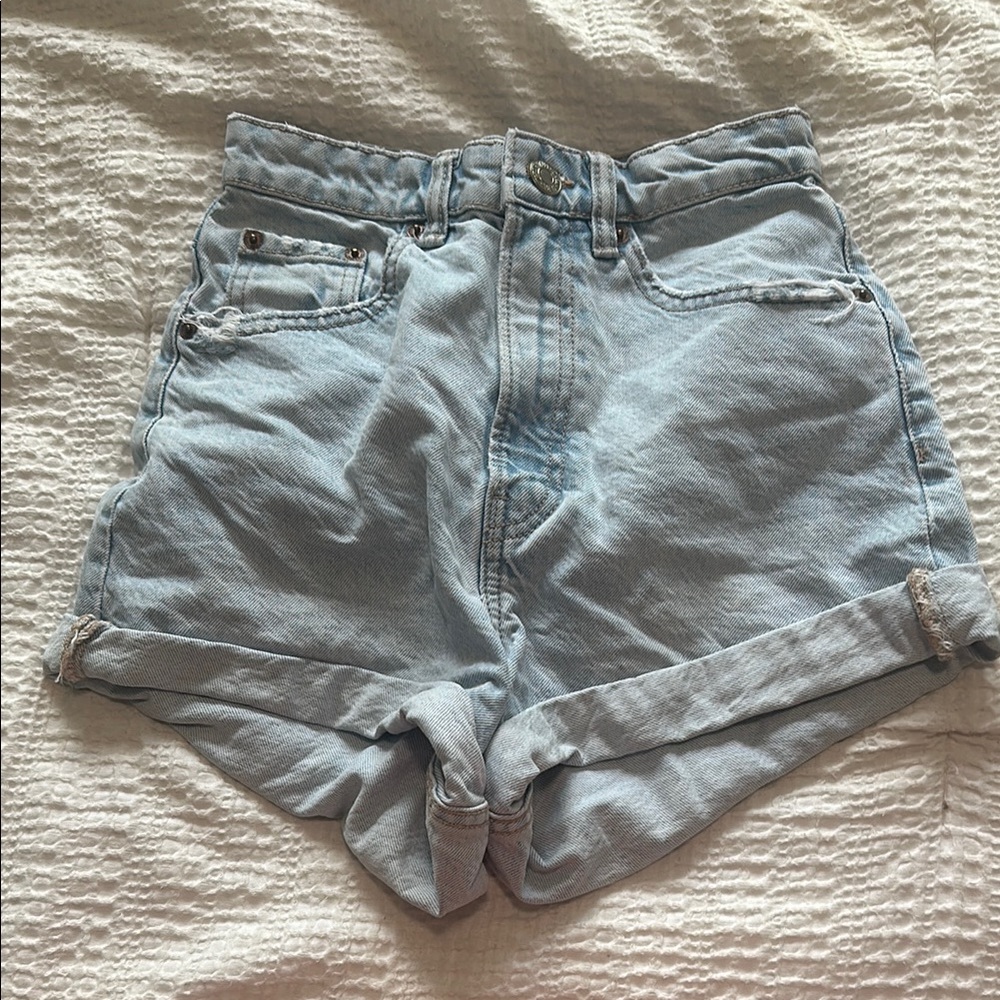 ZARA light wash denim mom shorts